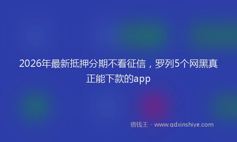 2026年最新抵押分期不看征信，罗列5个网黑真正能下款的app