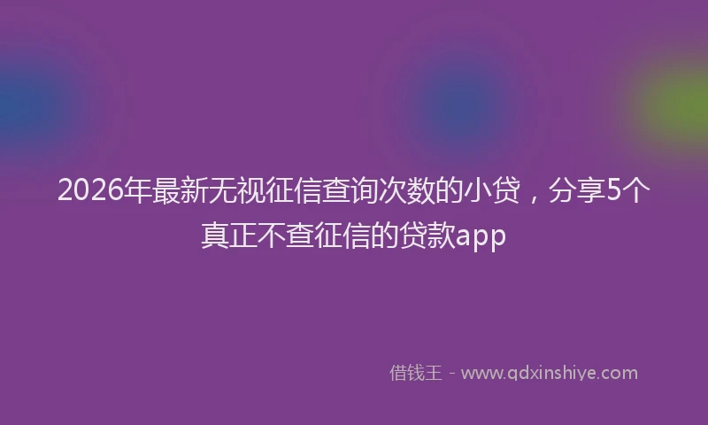 2026年最新无视征信查询次数的小贷，分享5个真正不查征信的贷款app