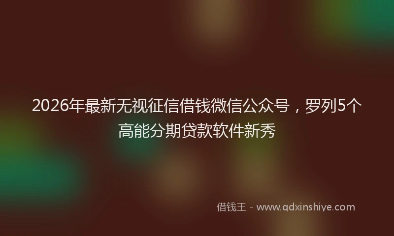 2026年最新无视征信借钱微信公众号，罗列5个高能分期贷款软件新秀