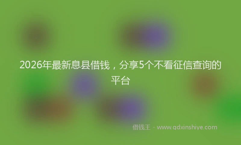 2026年最新息县借钱，分享5个不看征信查询的平台