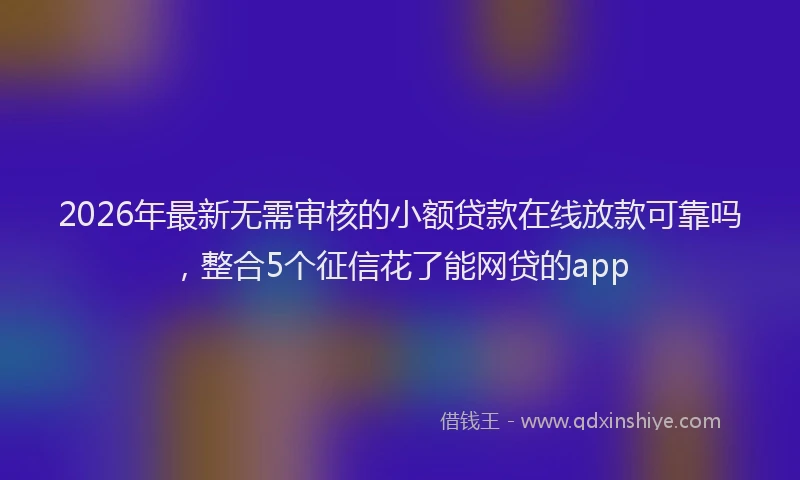2026年最新无需审核的小额贷款在线放款可靠吗，整合5个征信花了能网贷的app