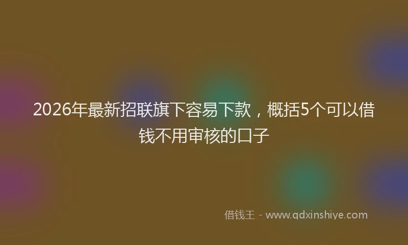 2026年最新招联旗下容易下款，概括5个可以借钱不用审核的口子