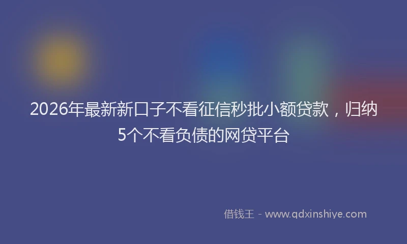 2026年最新新口子不看征信秒批小额贷款，归纳5个不看负债的网贷平台