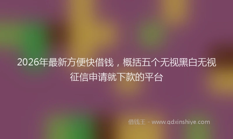 2026年最新方便快借钱，概括五个无视黑白无视征信申请就下款的平台