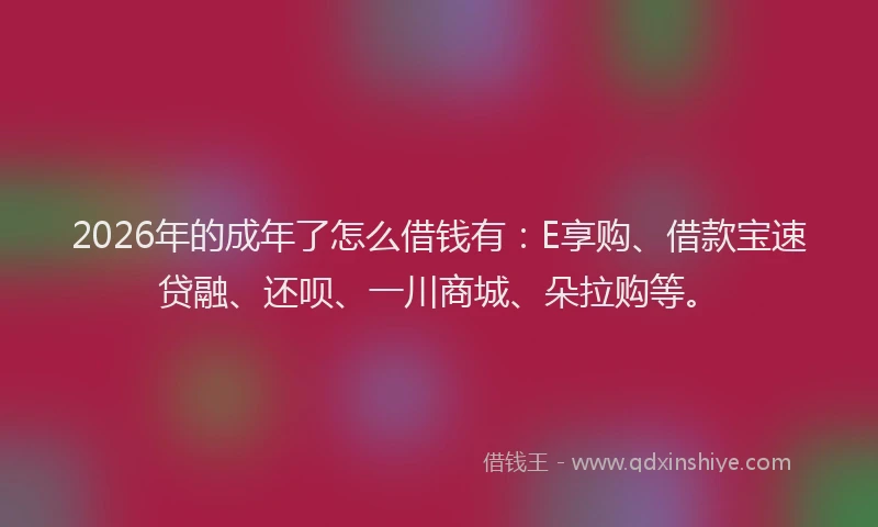 2026年的成年了怎么借钱有：E享购、借款宝速贷融、还呗、一川商城、朵拉购等。