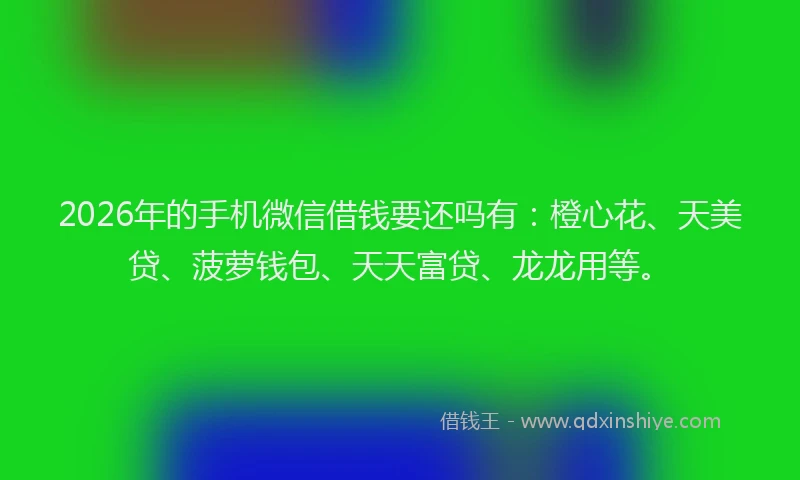 2026年的手机微信借钱要还吗有：橙心花、天美贷、菠萝钱包、天天富贷、龙龙用等。