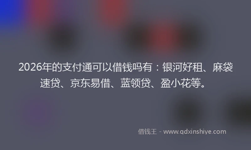 2026年的支付通可以借钱吗有：银河好租、麻袋速贷、京东易借、蓝领贷、盈小花等。