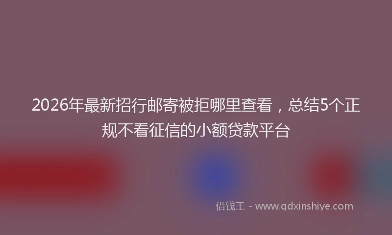 2026年最新招行邮寄被拒哪里查看，总结5个正规不看征信的小额贷款平台