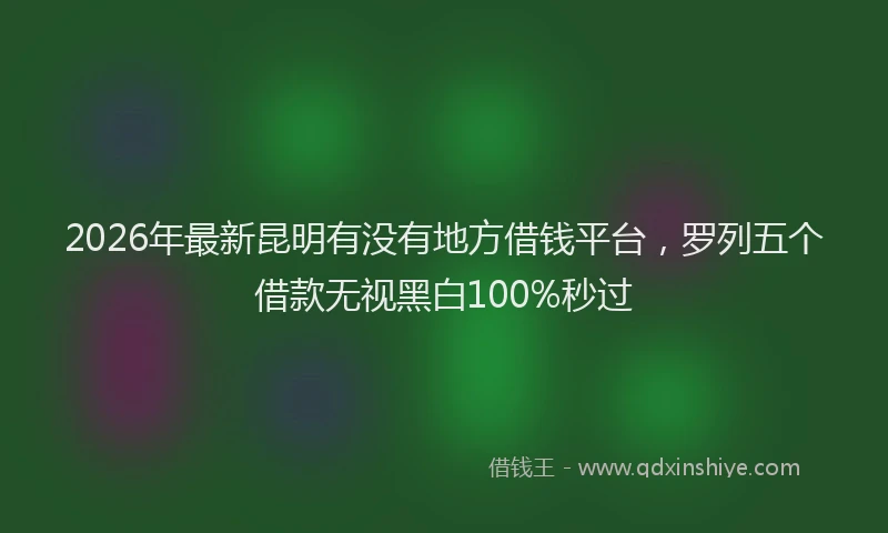 2026年最新昆明有没有地方借钱平台，罗列五个借款无视黑白100%秒过