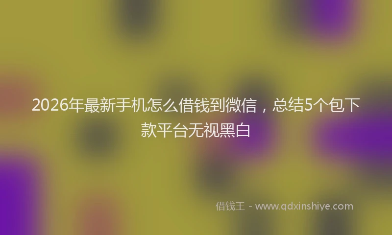 2026年最新手机怎么借钱到微信，总结5个包下款平台无视黑白