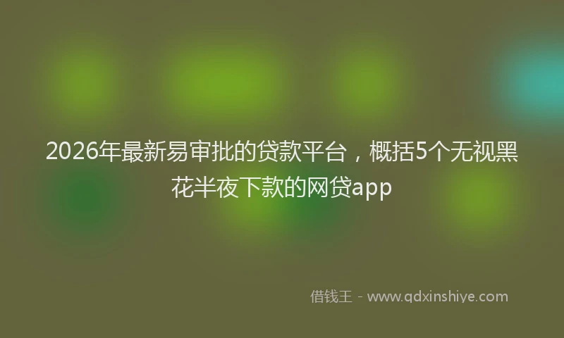 2026年最新易审批的贷款平台，概括5个无视黑花半夜下款的网贷app