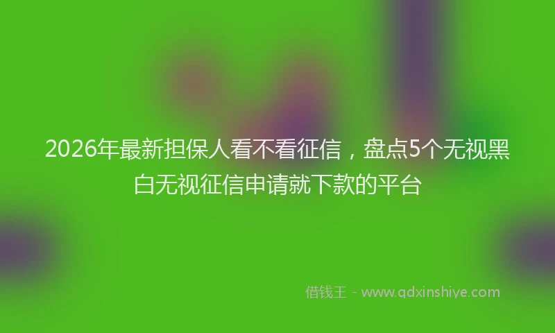 2026年最新担保人看不看征信，盘点5个无视黑白无视征信申请就下款的平台