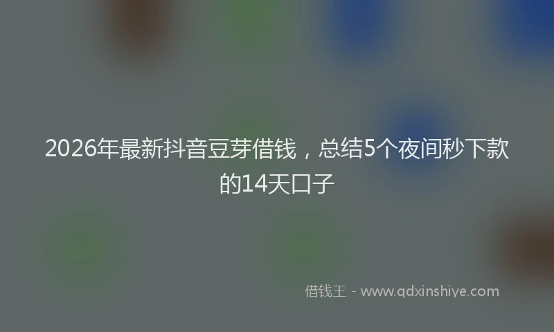 2026年最新抖音豆芽借钱，总结5个夜间秒下款的14天口子