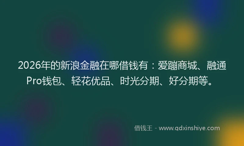 2026年的新浪金融在哪借钱有：爱蹦商城、融通Pro钱包、轻花优品、时光分期、好分期等。