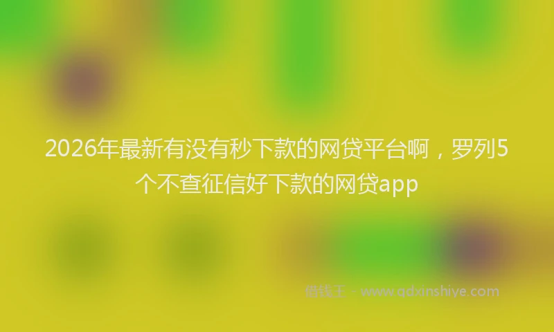 2026年最新有没有秒下款的网贷平台啊，罗列5个不查征信好下款的网贷app