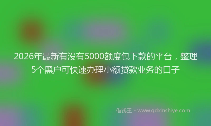 2026年最新有没有5000额度包下款的平台，整理5个黑户可快速办理小额贷款业务的口子