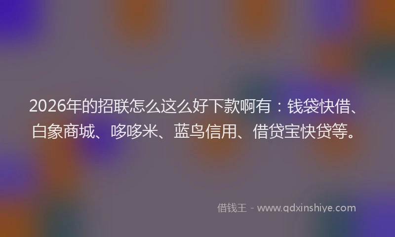 2026年的招联怎么这么好下款啊有：钱袋快借、白象商城、哆哆米、蓝鸟信用、借贷宝快贷等。