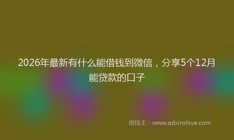 2026年最新有什么能借钱到微信，分享5个12月能贷款的口子