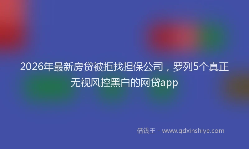 2026年最新房贷被拒找担保公司，罗列5个真正无视风控黑白的网贷app