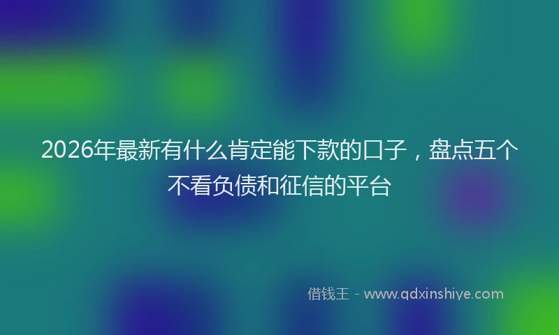 2026年最新有什么肯定能下款的口子，盘点五个不看负债和征信的平台