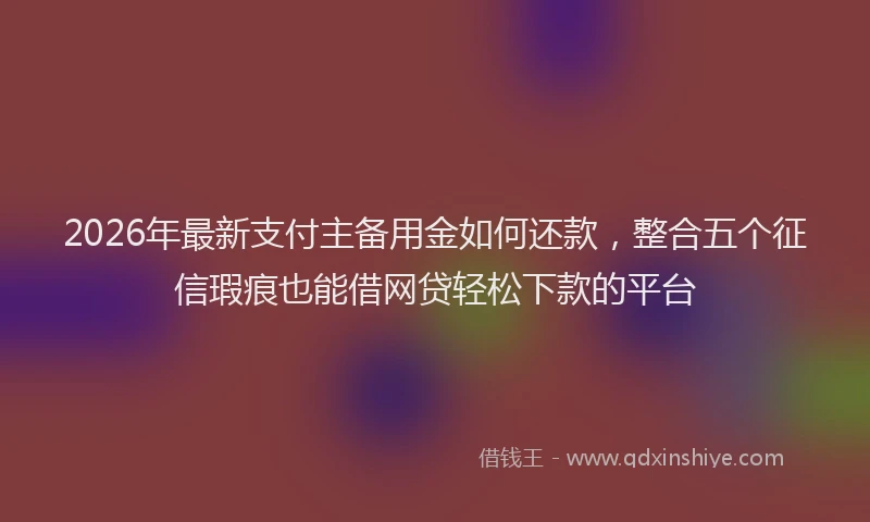 2026年最新支付主备用金如何还款，整合五个征信瑕疵也能借网贷轻松下款的平台