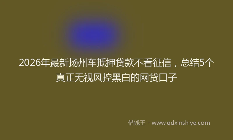 2026年最新扬州车抵押贷款不看征信，总结5个真正无视风控黑白的网贷口子