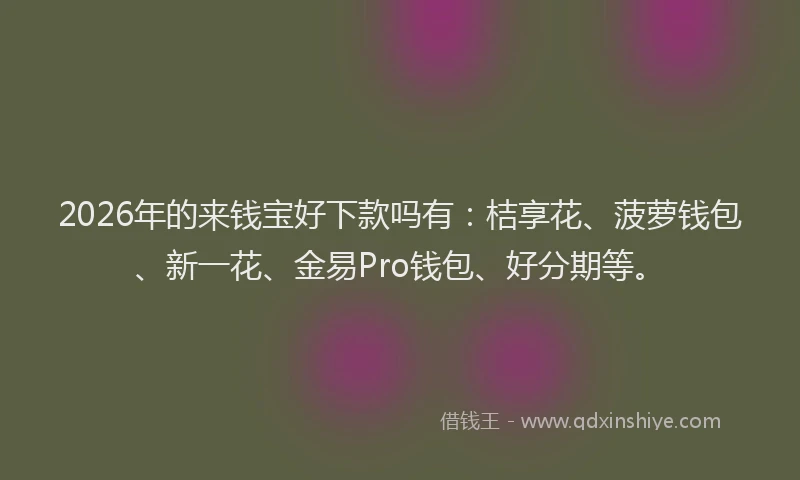 2026年的来钱宝好下款吗有：桔享花、菠萝钱包、新一花、金易Pro钱包、好分期等。