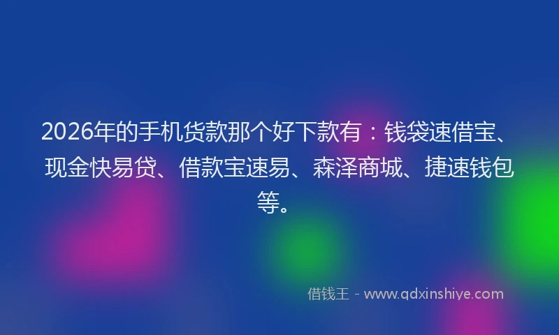 2026年的手机货款那个好下款有：钱袋速借宝、现金快易贷、借款宝速易、森泽商城、捷速钱包等。