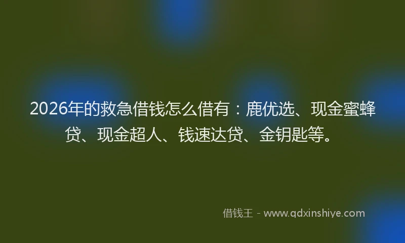 2026年的救急借钱怎么借有：鹿优选、现金蜜蜂贷、现金超人、钱速达贷、金钥匙等。