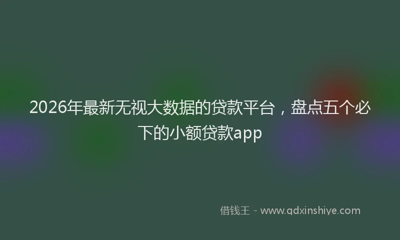 2026年最新无视大数据的贷款平台，盘点五个必下的小额贷款app