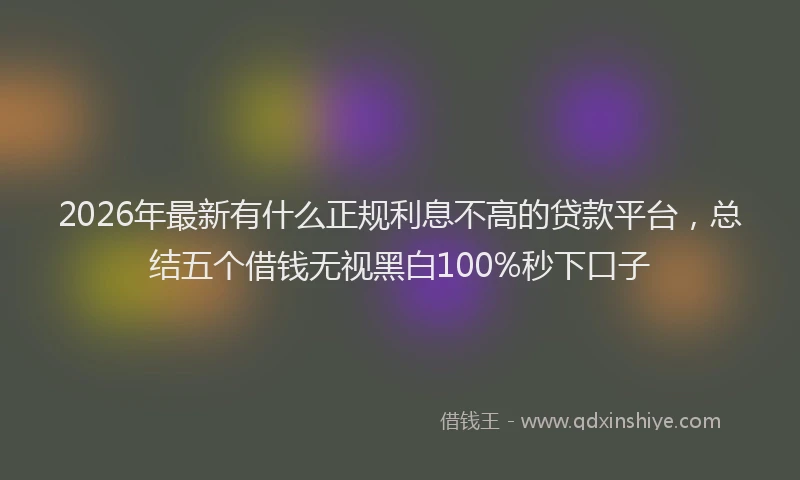 2026年最新有什么正规利息不高的贷款平台，总结五个借钱无视黑白100%秒下口子
