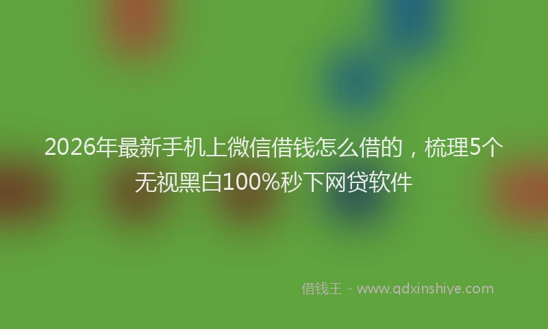2026年最新手机上微信借钱怎么借的，梳理5个无视黑白100%秒下网贷软件