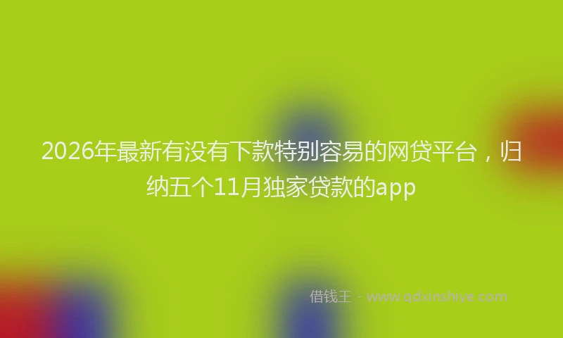 2026年最新有没有下款特别容易的网贷平台，归纳五个11月独家贷款的app