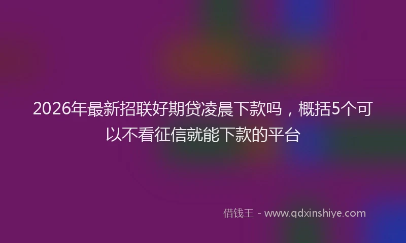 2026年最新招联好期贷凌晨下款吗，概括5个可以不看征信就能下款的平台