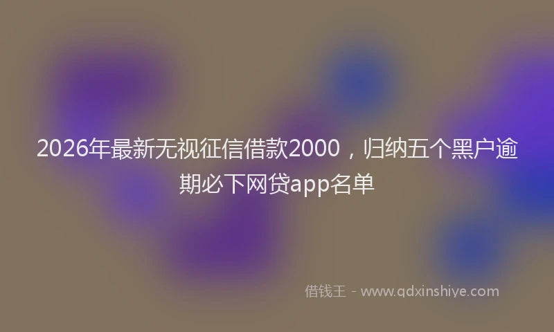 2026年最新无视征信借款2000，归纳五个黑户逾期必下网贷app名单