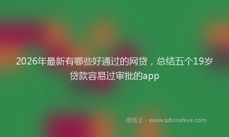 2026年最新有哪些好通过的网贷，总结五个19岁贷款容易过审批的app