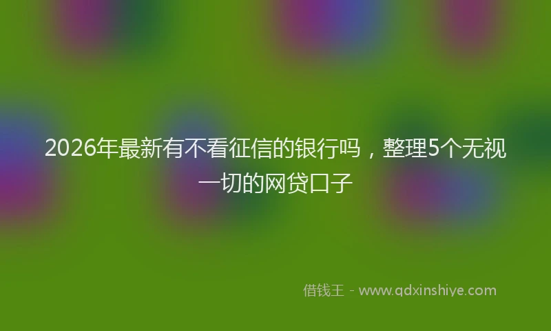 2026年最新有不看征信的银行吗，整理5个无视一切的网贷口子
