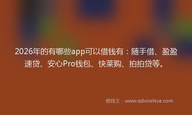 2026年的有哪些app可以借钱有：随手借、盈盈速贷、安心Pro钱包、快莱购、拍拍贷等。