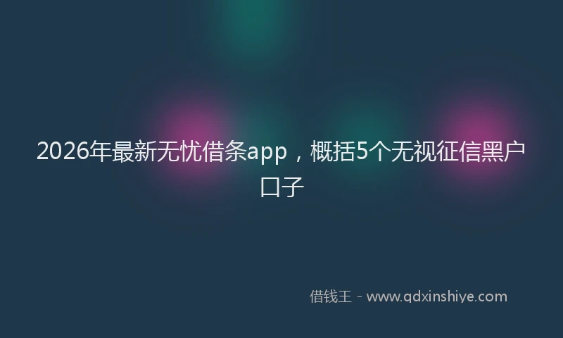 2026年最新无忧借条app，概括5个无视征信黑户口子