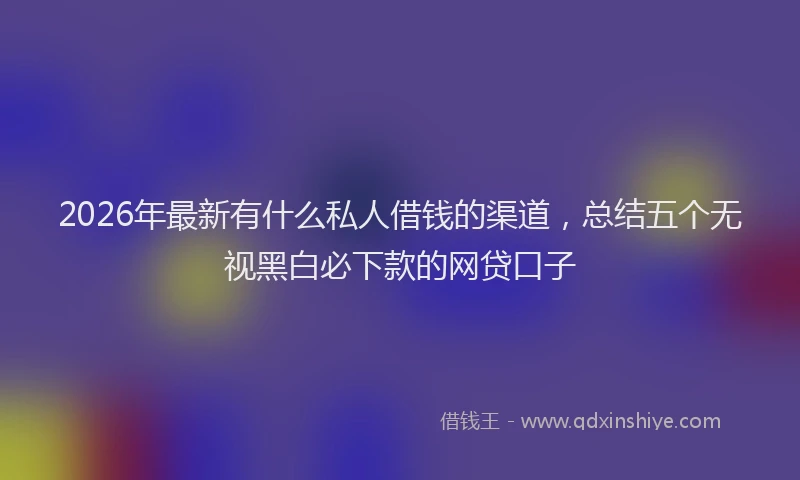 2026年最新有什么私人借钱的渠道，总结五个无视黑白必下款的网贷口子