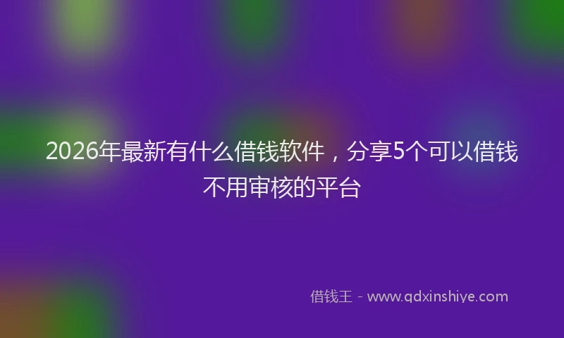 2026年最新有什么借钱软件，分享5个可以借钱不用审核的平台