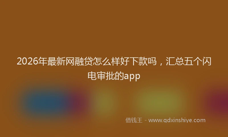 2026年最新网融贷怎么样好下款吗，汇总五个闪电审批的app
