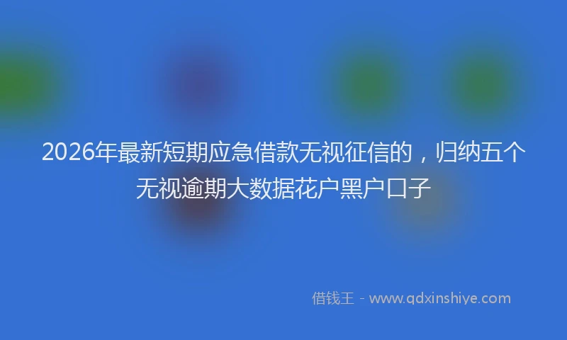 2026年最新短期应急借款无视征信的，归纳五个无视逾期大数据花户黑户口子