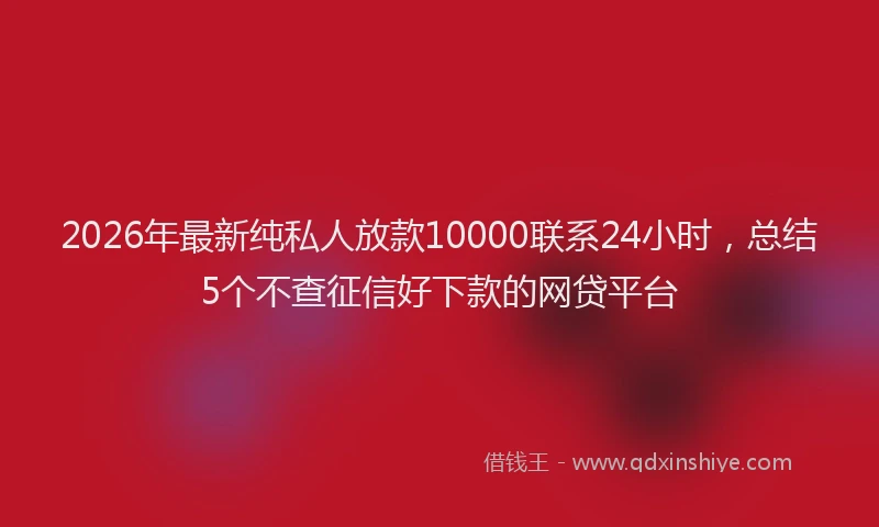 2026年最新纯私人放款10000联系24小时，总结5个不查征信好下款的网贷平台