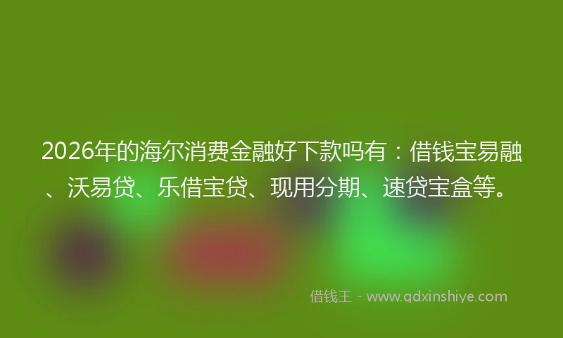 2026年的海尔消费金融好下款吗有：借钱宝易融、沃易贷、乐借宝贷、现用分期、速贷宝盒等。