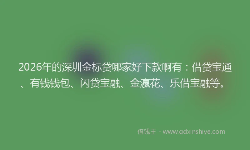 2026年的深圳金标贷哪家好下款啊有：借贷宝通、有钱钱包、闪贷宝融、金瀛花、乐借宝融等。