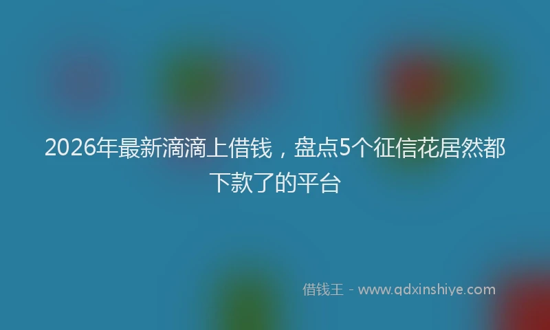 2026年最新滴滴上借钱，盘点5个征信花居然都下款了的平台