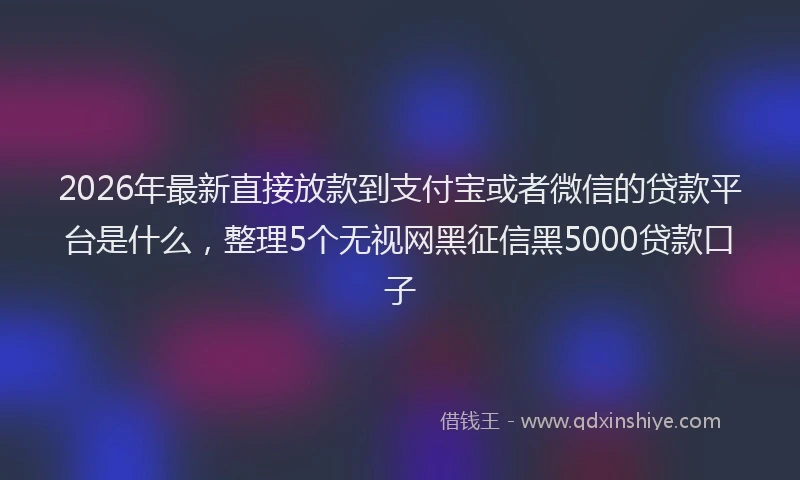 2026年最新直接放款到支付宝或者微信的贷款平台是什么，整理5个无视网黑征信黑5000贷款口子