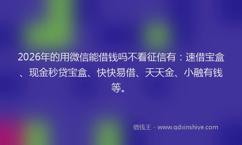 2026年的用微信能借钱吗不看征信有：速借宝盒、现金秒贷宝盒、快快易借、天天金、小融有钱等。