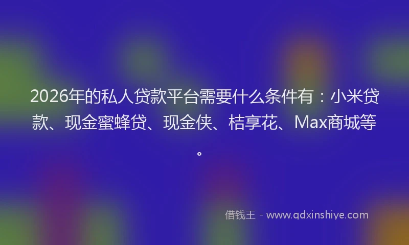 2026年的私人贷款平台需要什么条件有：小米贷款、现金蜜蜂贷、现金侠、桔享花、Max商城等。